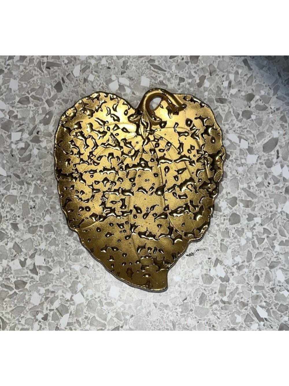 Vintage 22K Gold Hand Decorated Weeping Bright Ceramic Leaf Shaped Dish